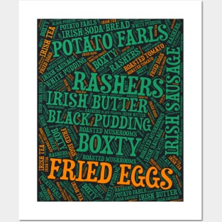 Irish Breakfast Foods Word Cloud Ireland Flag Colors Posters and Art